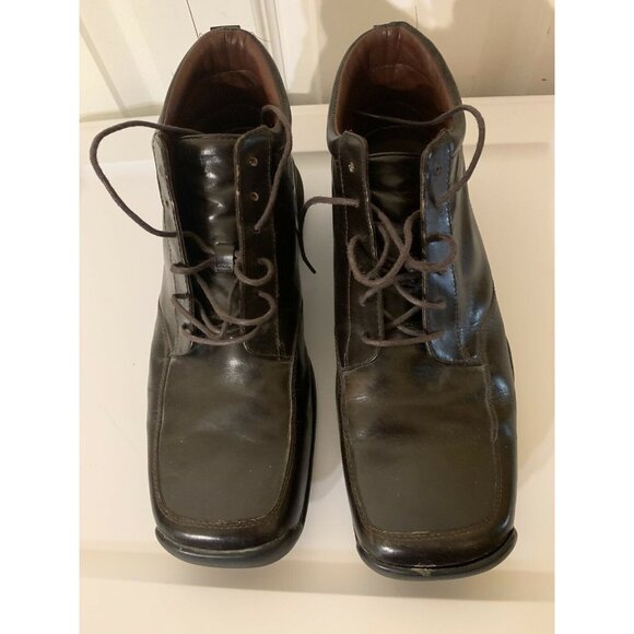 Kenneth Cole New York Men’s Sz 8 Square Toe‎ Ankle Boots Black Leather Shoes - Picture 4 of 11